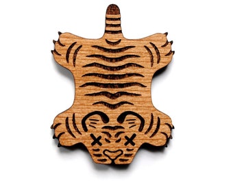 Tigerskin Rug Wood Pin / Tiger Magnet