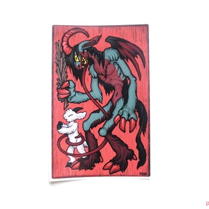 Adesivo de arte vintage Krampus com tipo