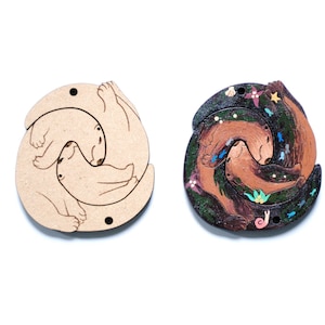 DIY Paint your own Interlocking Otter Keychain Blank Wood cutout