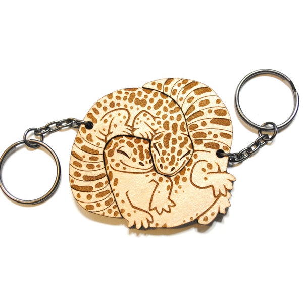 Porte-clés Leopard Gecko imbriqués - Ensemble de porte-clés de couple correspondant à l’amitié ou à la relation