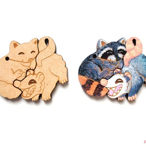 DIY Paint your own Possum Raccoon Keychain Blank Wood cutout