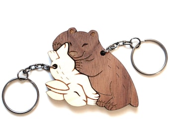 Cute Bear and Bunny Couple Keychains - BFF keychain set