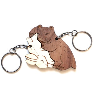 Cute Bear and Bunny Couple Keychains - BFF keychain set