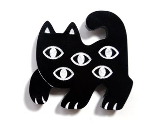 Strange Eyes Cat Pin / Void Cat Magnet