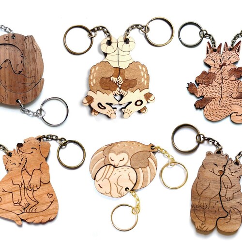 Custom Animal Interlocking Keychains Etsy