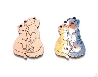 DIY Paint your own Cat and Dog Keychain Blank Wood cutout
