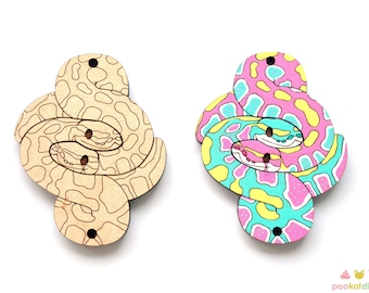 DIY Paint your own Interlocking Ball Python Snake Keychain Blank Wood cutout