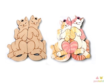 DIY Paint your own Cat Keychain set Blank Wood cutout