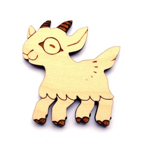 Goat Pin / Magnet - Wooden Pygmy Goat Brooch