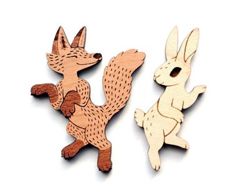 The Fox and the Hare Matching Pin / Magnet set