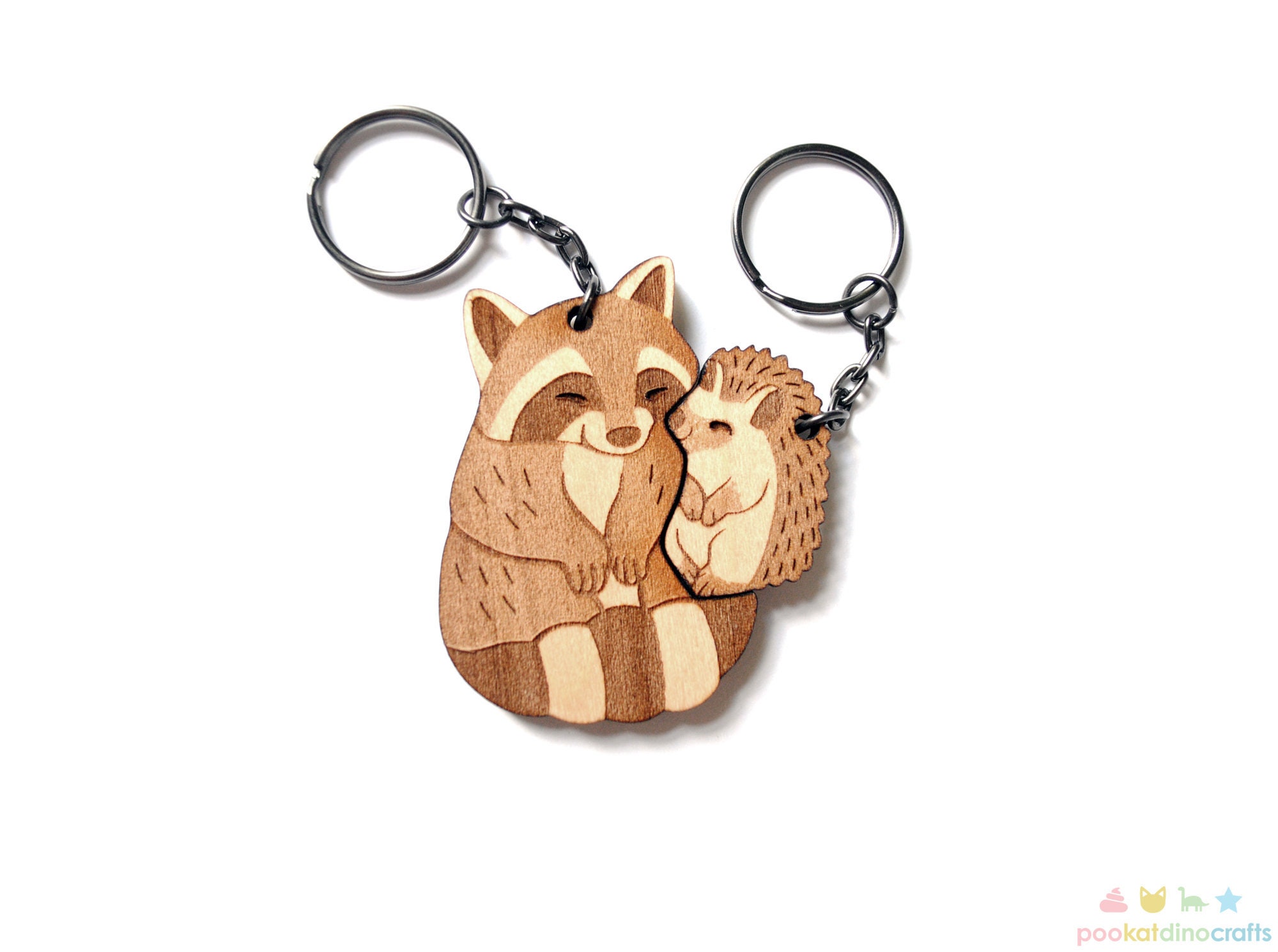 Raccoon and Hedgehog Couple Keychain - Friendship or Relationship