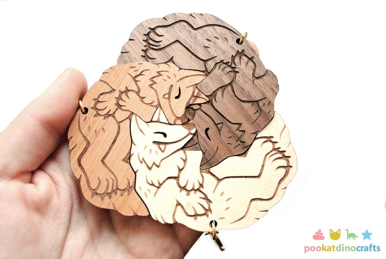 Interlocking Wolf Trio Keychains - Wolf Pack Family, Friendship, Poly ...