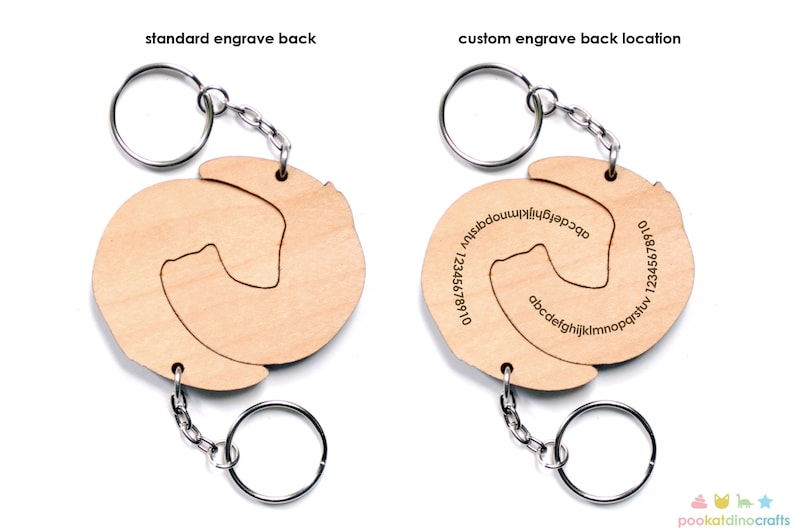 Interlocking Ferret Keychains Friendship or Relationship matching wooden keychain set Maple wood Custom Engrave Back