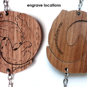 Interlocking River Otter Keychains Cute Friendship or Relationship matching wooden Significant Otter keychain set image 5