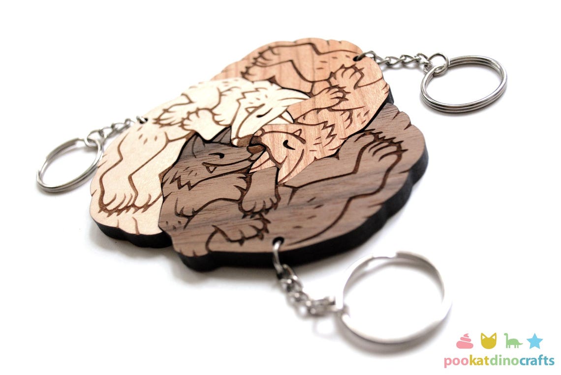 Interlocking Wolf Trio Keychains - Wolf Pack Family, Friendship, Poly ...