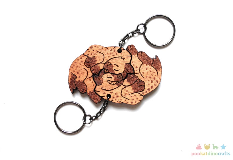 Hyena Interlocking Couple Keychains - Friendship or Relationship matching wooden keychain set