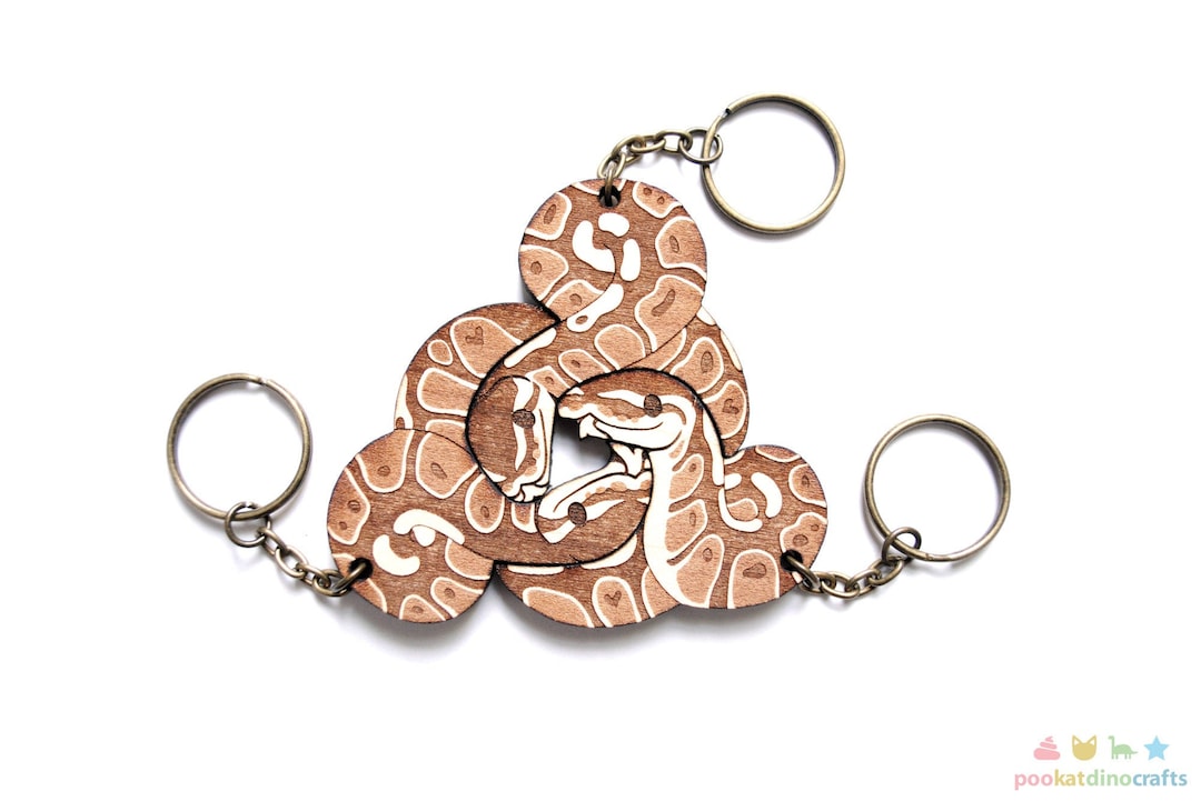 Interlocking Ball Python Trio Keychains - Family, Friendship, Poly ...