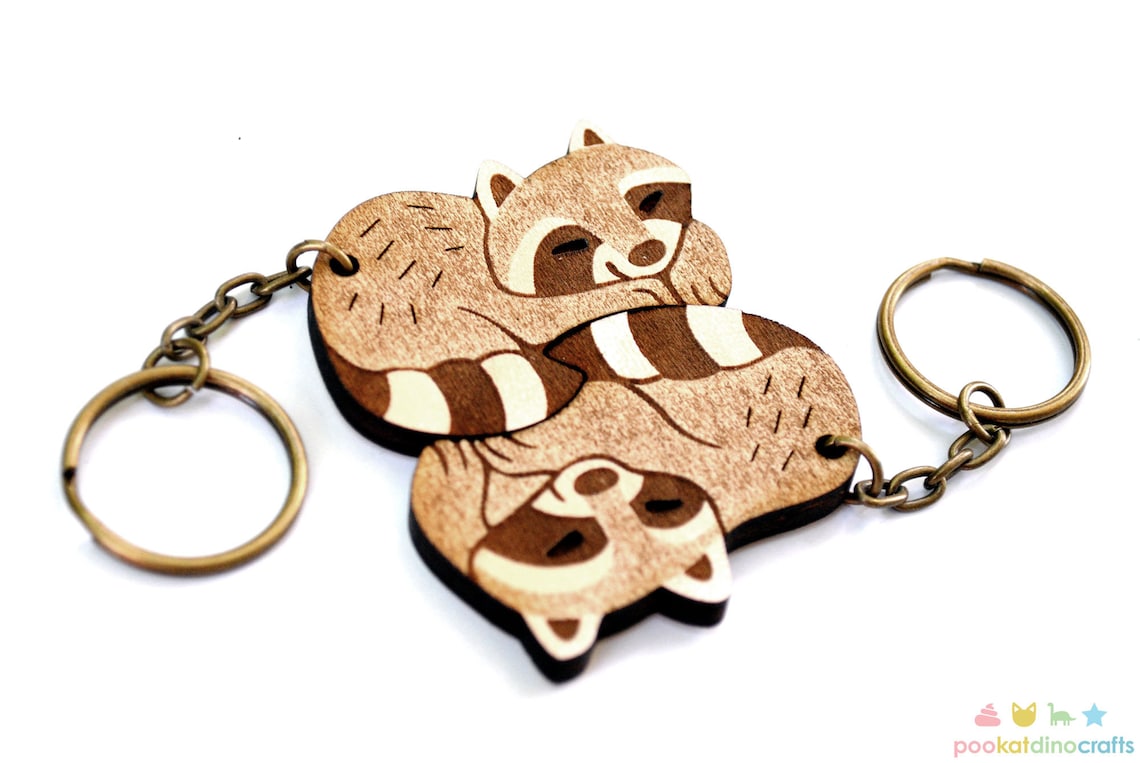 Interlocking Raccoon Keychains Friendship or Relationship Etsy