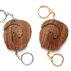 Interlocking River Otter Keychains Cute Friendship or Relationship matching wooden Significant Otter keychain set image 4