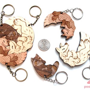 Interlocking Wood Forest Animal Keychains – Wolf, Raccoon, Fox Trio - Etsy