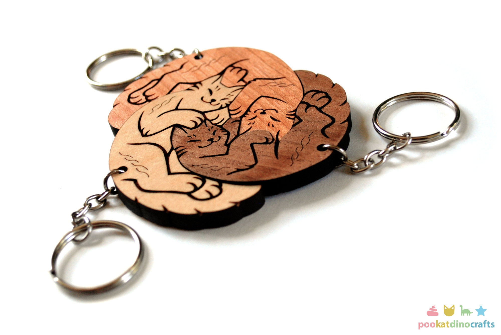 Interlocking Cat Trio Keychains - Family, Friendship, Poly