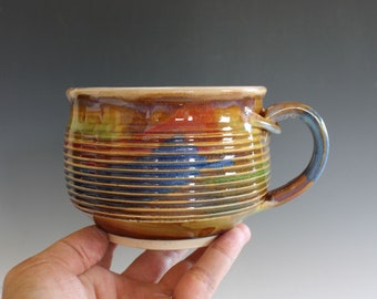 24 oz Cappuccino Mug, Pottery Coffee Mug, handmade ceramic soup bowl, handthrown ceramic stoneware pottery mug, unique coffee mug