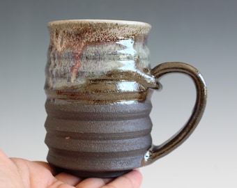 Handmade Stoneware Coffee Mug: 13 oz Pottery Mug