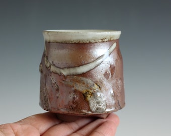 Handmade Yunomi Tea Cup | Wheel Thrown Ceramic Shino Glaze 6 oz