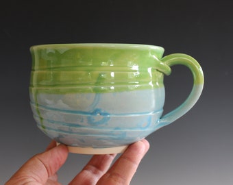Cappuccino Mug, 24 oz, Pottery Coffee Mug, handmade ceramic soup bowl, handthrown ceramic stoneware pottery mug, unique coffee mug