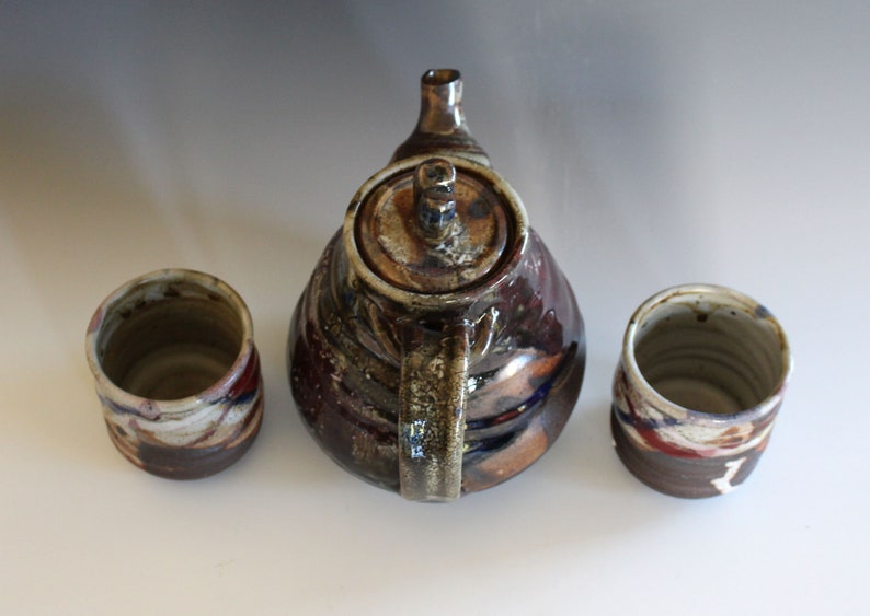 Pottery Teapot with 2 Cups Handmade Tea Set Handmade Etsy