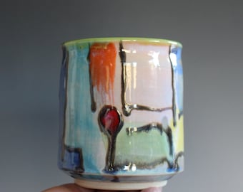 Handmade Ceramic Tea Cup: Modern Art Pottery 9 oz