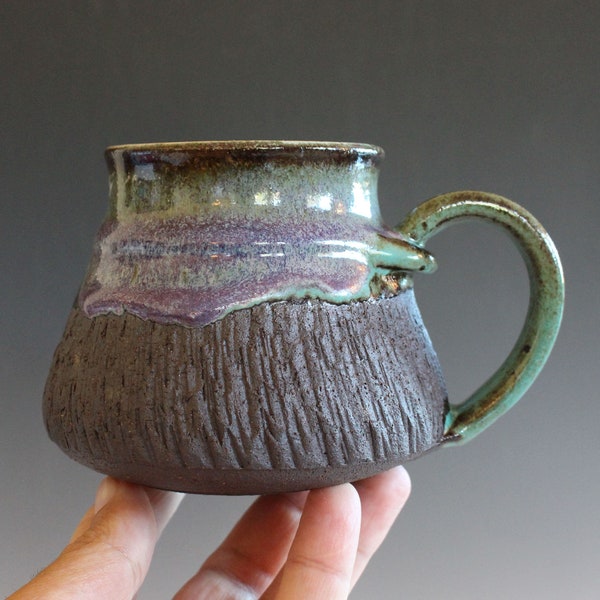 13 oz Carved Mug | Handmade Pottery | Handmade Coffee Mug |Ceramic Mug |Stoneware Mug | Unique Coffee Mug | coffee Mug Pottery | Pottery Mug