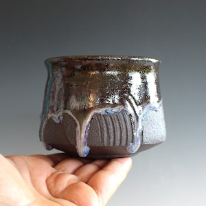 Handmade Ceramic Matcha Chawan: Black Clay Pottery Tea Bowl