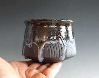 Handmade Ceramic Matcha Chawan: Black Clay Pottery Tea Bowl