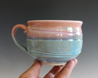 Cappuccino Mug, 22 oz, Pottery Coffee Mug, handmade ceramic soup bowl, handthrown ceramic stoneware pottery mug, unique coffee mug