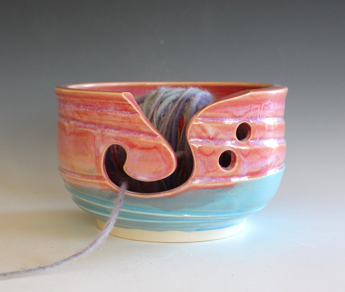 Ceramic Yarn Bowl Handmade Stoneware Pottery Yarn Bowl Etsy