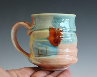 Small Handmade Stoneware Coffee Mug: Wheel Thrown Pottery Cup (8 oz)