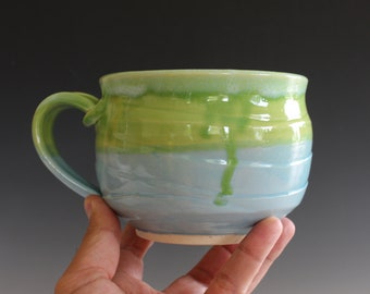 24 oz Cappuccino Mug, Pottery Coffee Mug, handthrown ceramic stoneware pottery mug, unique coffee mug