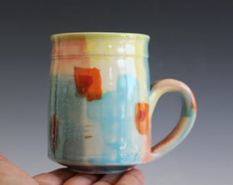 Small Handmade Stoneware Coffee Mug: Wheel Thrown Pottery Cup (8 oz)