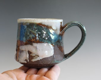 Handmade Stoneware Coffee Mug: 9 oz Ceramic Pottery