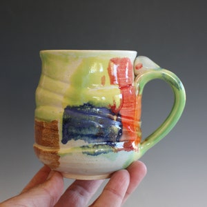 13 oz Handmade Coffee Mug, Pottery Mug, unique coffee mug, handmade cup, handthrown mug, stoneware mug, wheel thrown pottery mug image 1