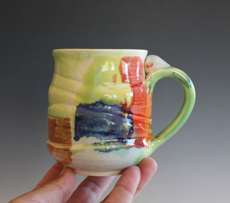 13 oz Handmade Coffee Mug, Pottery Mug, unique coffee mug, handmade cup, handthrown mug, stoneware mug, wheel thrown pottery mug image 1