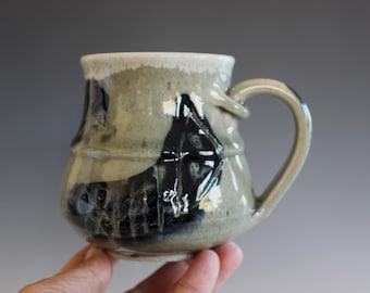 Handmade Stoneware Coffee Mug: Unique Pottery Mug (15 oz)