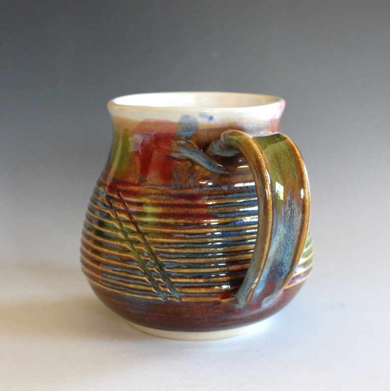 18 oz Unique Coffee Mug handmade ceramic cup handthrown mug stoneware mug pottery mug ceramics and pottery image 2