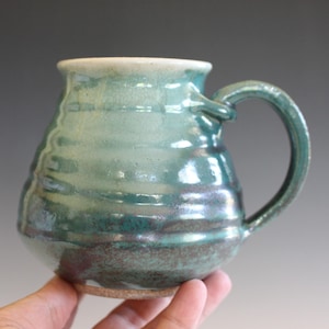 Handmade Stoneware Coffee Mug: 21 oz Ceramic Pottery Cup