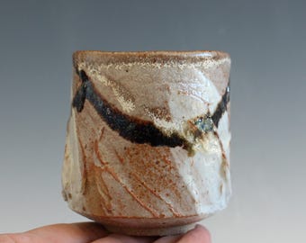 Handmade Yunomi Tea Cup | Wheel Thrown Ceramic Shino Glaze 7oz
