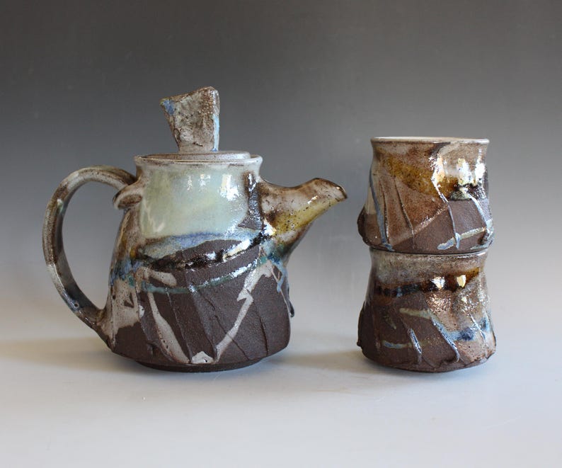 Tetera artesanal con 2 tazas: Cerámica y Alfarería imagen 2
