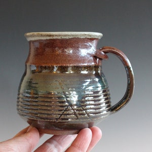 15 oz Pottery Coffee Mug, ceramic cup, handthrown mug, stoneware mug, pottery mug, unique coffee mug, ceramics and pottery