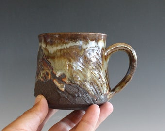 9 oz Unique coffee mug, handmade cup, handthrown mug, stoneware mug, wheel thrown pottery mug, ceramics and pottery