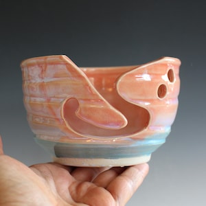 Handmade Ceramic Yarn Bowl: Colorful Glazed Pottery Knitting Bowl